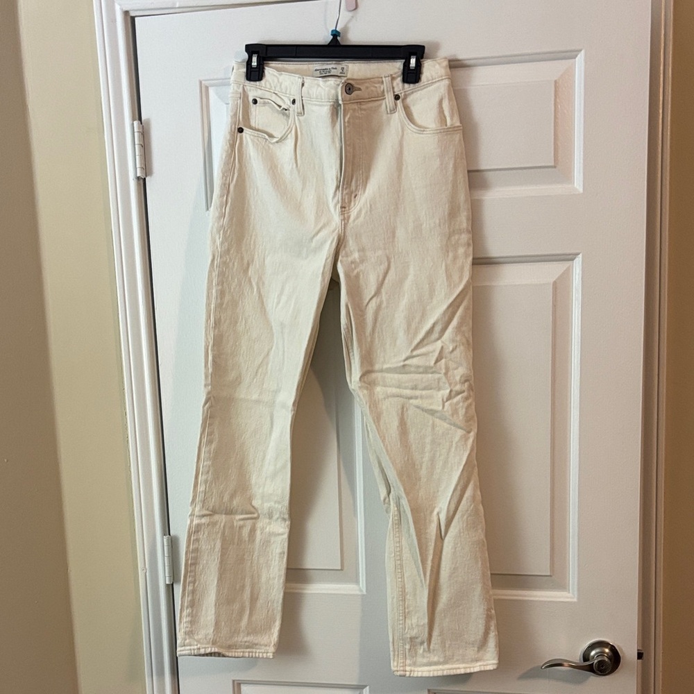 Abercrombie Cream Straight-Leg Jeans